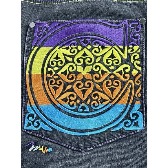 Vintage COOGI Jeans Mens Size 42x35 Embroidered Y2K Demon Wide Leg Baggy Pants - Picture 7 of 16